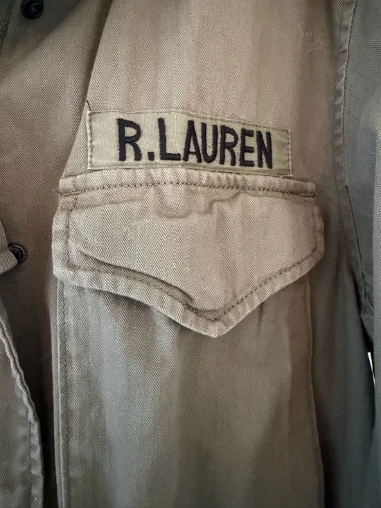 Ralph Lauren S Olive Green Military-Style Jacket with R.L. Patch - Picture 3 of 8